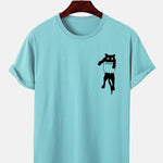 Pocket Cat Print T-Shirt