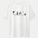 Black Cat Ghost Print Drop Shoulder Oversize T-Shirt