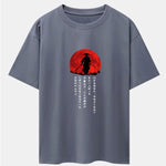 Japanese Samurai Print Drop Shoulder Oversize T-Shirt