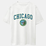 Chicago Coat Of Arms Print Drop Shoulder Oversize T-Shirt