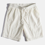 Geometric Jacquard Eyelet Cuban Shirt & Textured Shorts With Lining