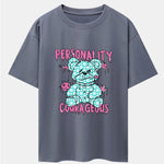 Dissolving Bear Slogan Print Drop Shoulder Oversize T-Shirt