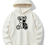 Bear Print Drop Shoulder Relaxed Hoodie