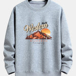 Mountain Landscape Illustration Print Relax Fit Sweatshirt