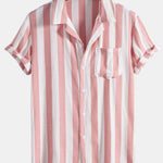 Striped Cuban Collar Shirt & Straight Leg Linen Pants