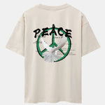 Dove With Peace Symbol Back Print Drop Shoulder Oversize T-Shirt