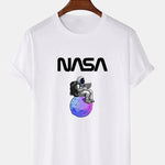 Astronaut Reading Book Print T-Shirt