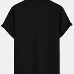 Oversize Geometric Jacquard V-neck T-Shirt