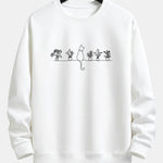 Cat Potted Plant Print Relax Fit Sweatshirt