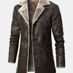 Long Line Faux Fur Lined PU Leather Coat