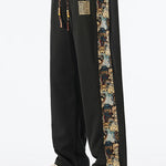 Bear Print Patchwork Straight Leg Pants