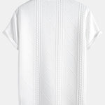Short Sleeve Geometric Jacquard Arc Hem T-Shirt & Drawstring Corduroy Cargo Jogger Pants