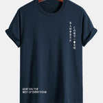 Regular Fit Japanese Slogan Print Cotton T-Shirt