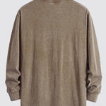 Smiley Face Print Relax Fit Long Sleeve Washed Distressed T-Shirt