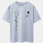 New York California Palm Tree Print Drop Shoulder Oversize T-Shirt