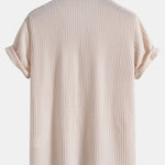 Short Sleeve Knitted Waffle Cuban Shirt & Straight Leg Linen Pants