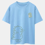 Fire-breathing Dinosaur Print Drop Shoulder Oversize T-Shirt