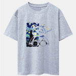 Starry Sky Bear Print Drop Shoulder Oversize T-Shirt