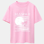 Hawaii Sun Palm Trees Print Drop Shoulder Oversize T-Shirt