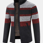 Color Block Funnel Neck Zip Up Sweater