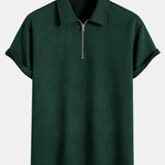 Stripe Jacquard Zip Up Polo
