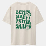 Slogan Floral Back Print Oversize T-Shirt