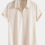 Stretch Corduroy Zip Polo Shirt
