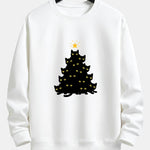 Black Cat Christmas Tree Print Relax Fit Sweatshirt