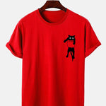 Pocket Cat Print T-Shirt