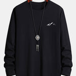 Long Sleeve Mountain Graphic Print Cotton T-Shirt
