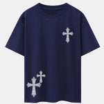 Ornamental Cross Print Drop Shoulder Oversize T-Shirt