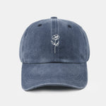 Line Rose Pattern Washed Cotton Decorative Baseball Cap
