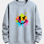 Colorful Mud Splatter Smiley Face Print Relax Fit Sweatshirt