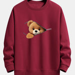 Zipper Bear Print Relax Fit Sweatshirt