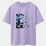 Starry Sky Bear Print Drop Shoulder Oversize T-Shirt