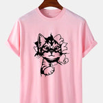 Cat Breaks The Wall Print T-shirt
