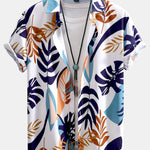Colorful Leaf Print Button Up Shirt