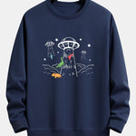 Dinosaur Spaceship Print Relax Fit Sweatshirt