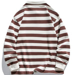 Relax Fit Waffle Striped Polo Sweatshirt