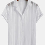 Mesh Textured Shirt & Straight Leg Linen Pants