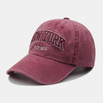 New York Embroidery Washed Distressed Cotton Baseball Cap