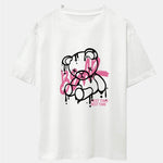 Dissolving Bear Print Drop Shoulder Oversize T-Shirt & Zip Pocket Swim Shorts