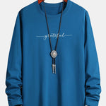 Long Sleeve Grateful Print Cotton T-Shirt