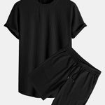 Muscle Fit Ribbed Arc Hem T-Shirt & Shorts