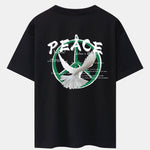 Dove With Peace Symbol Back Print Drop Shoulder Oversize T-Shirt