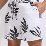 Leaf Print Swim Shorts With Compression Liner