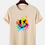 Colorful Mud Splatter Smiley Face Print T-Shirt