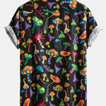 Psychedelic Mushroom Print Button Up Shirt