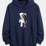 Robot Bear Print Relax Fit Hoodie