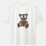 Geometric Dissolving Bear Drop Shoulder Oversize T-Shirt